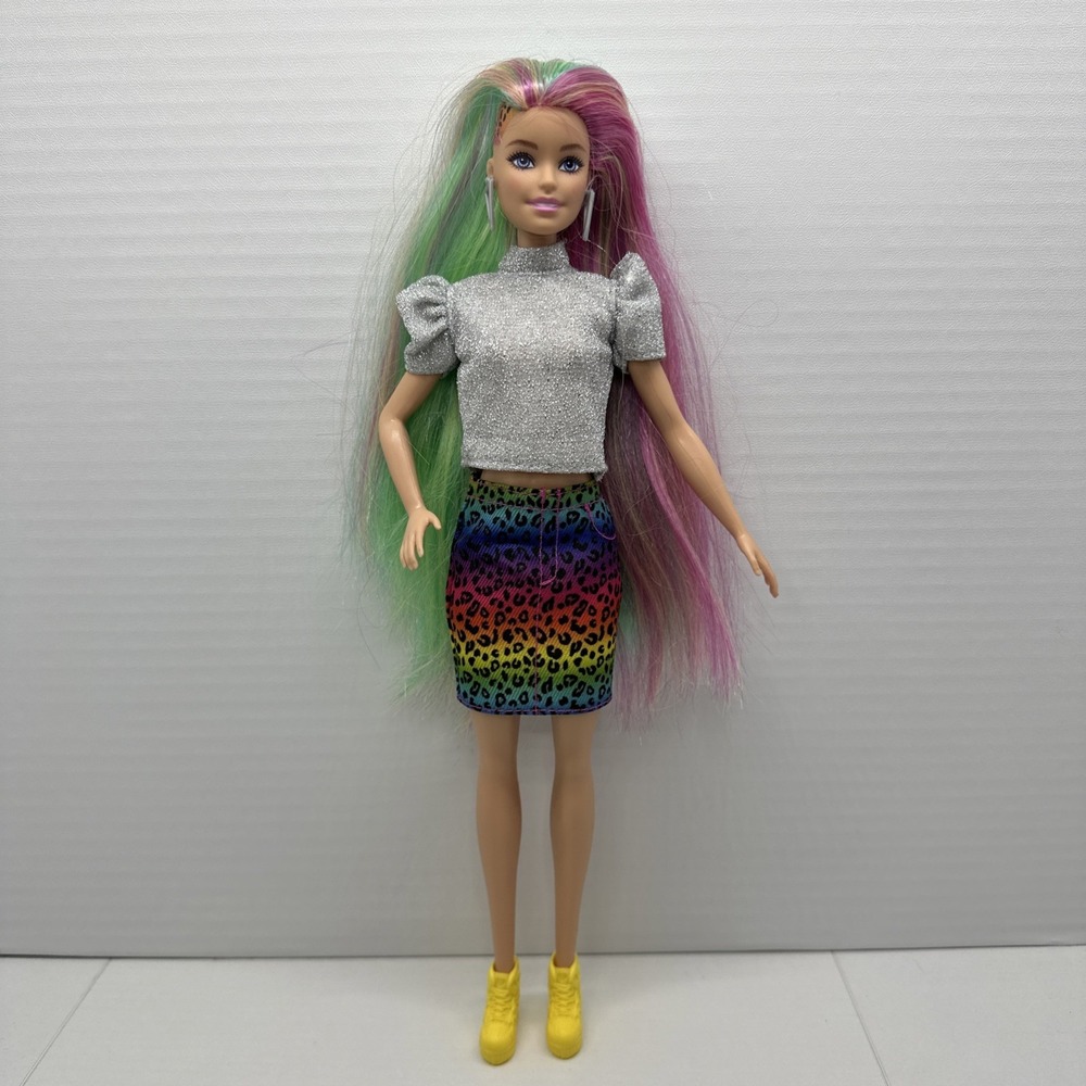 2021 Mattel Barbie Leopard Rainbow Hair #GRN81 Barbie Doll in Rainbow Leopard